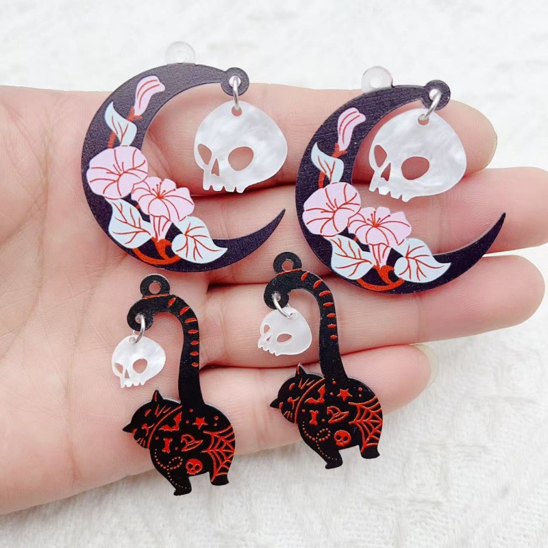 Wedding Yes - 10pcs Halloween Acrylic Ghost Black Cat