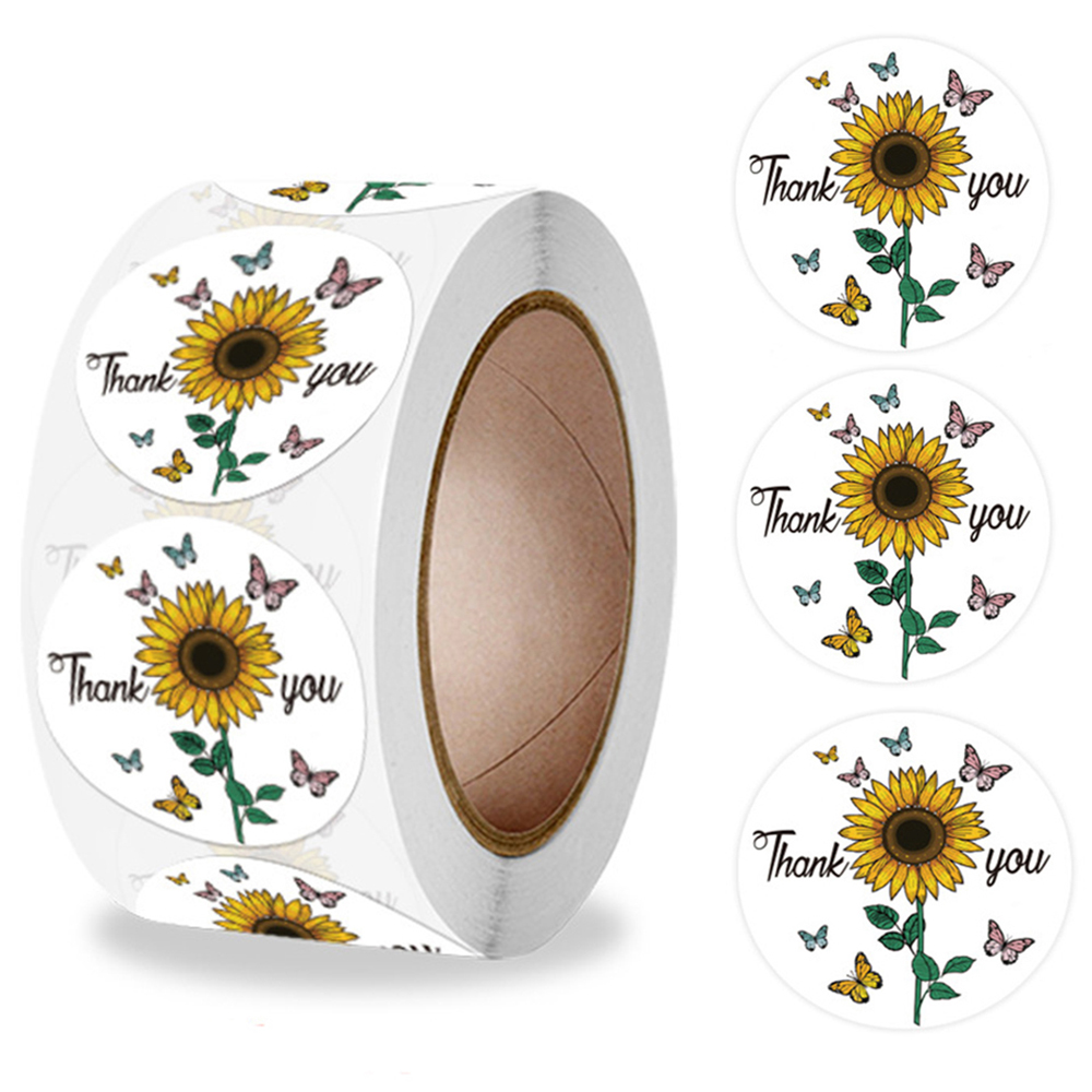 Wedding Sutra - 100-500pcs Round Thank You Stickers Flower