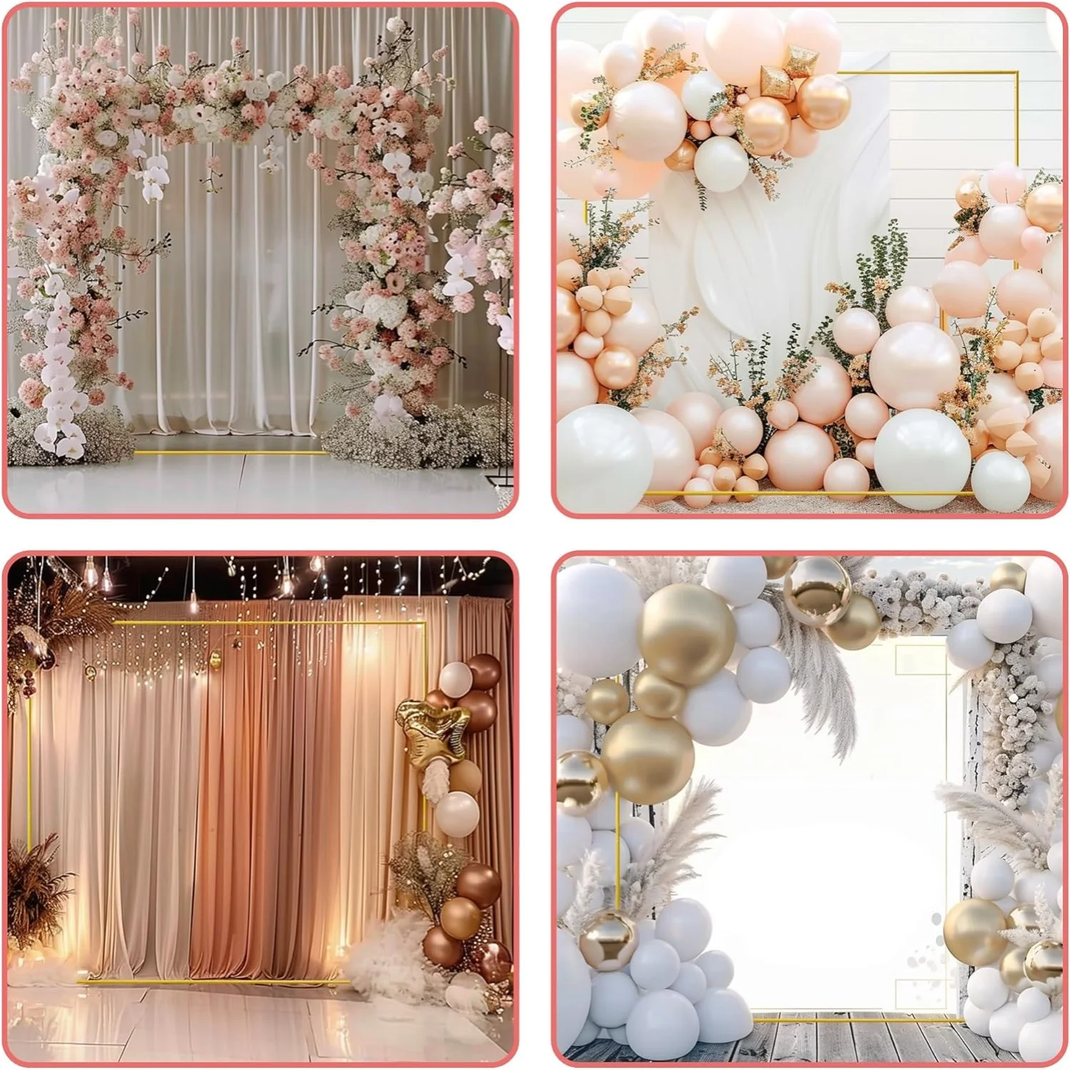 Gold Wedding Arches Square Bac - Wedding Balloon Arch 评论和价格